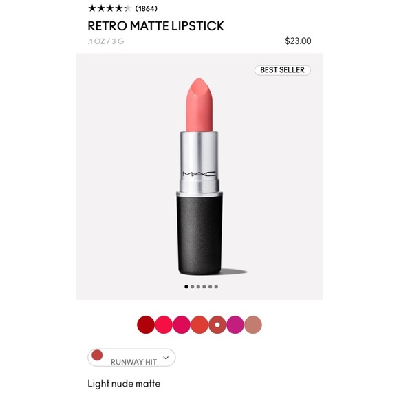 MAC Runway Hit Retro Matte Creamy Lipstick — Full Size .1 oz - Picture 4 of 5